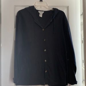 Linen black lightweight jacket with hood